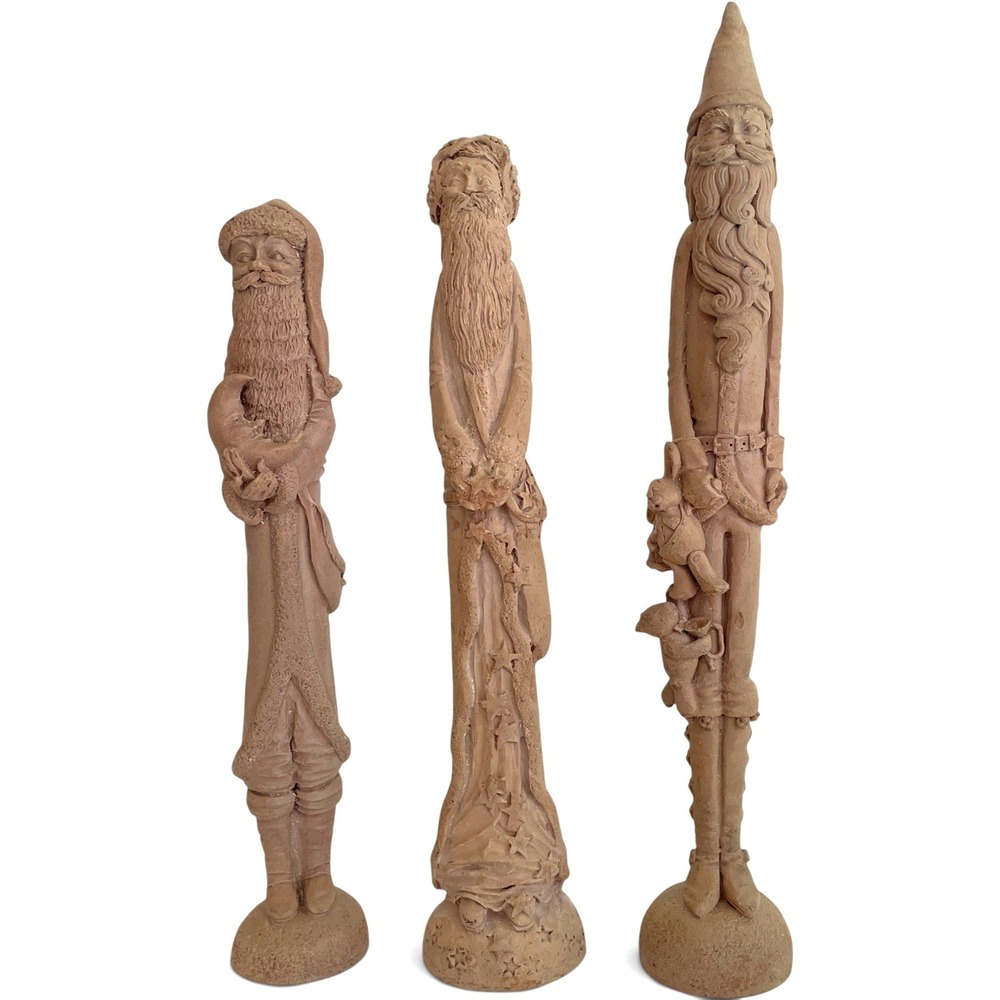 Vintage 90s Jim Shore Pencil Santa Skinny Figurines Set Lot of 3 Celestial